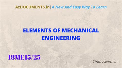 ELEMENTS OF MECHANICAL ENGINEERING(18ME15/25)