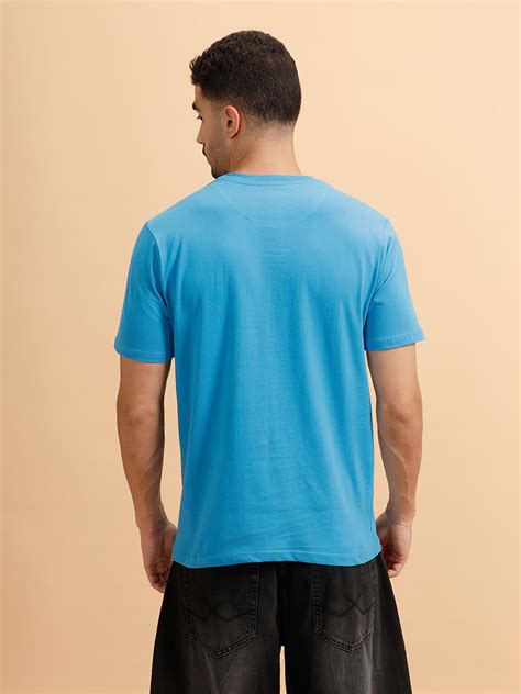 Brush Stroke Printed Slim Fit T-Shirt | Blue – Wrogn