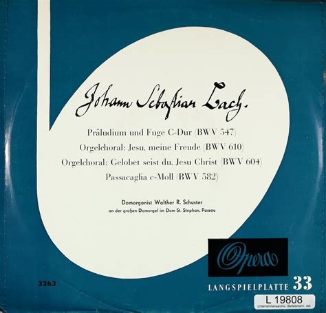 Walther R. Schuster. Bach. Präludium und Fuge C-Dur (BWV 547 ...