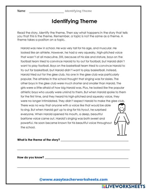 Image result for Identifying Theme Worksheet Answer Key