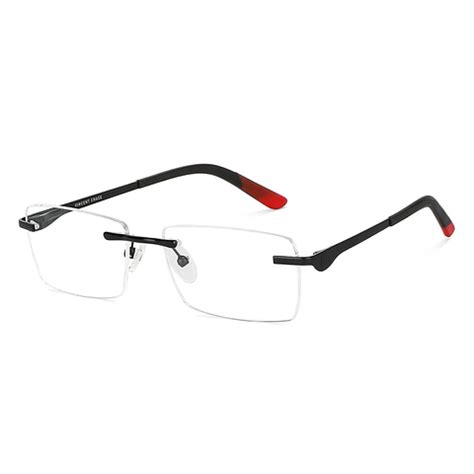 Buy Black Matte Black Red Rimless Rectangle Vincent Chase SLEEK STEEL ...