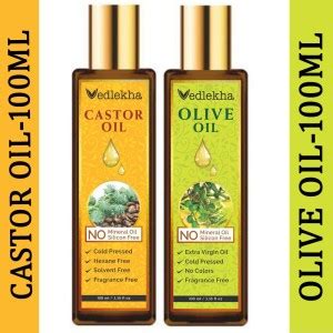 Vedlekha 100% Pure & Natural Cold Pressed Castor Oil And Extra Light ...