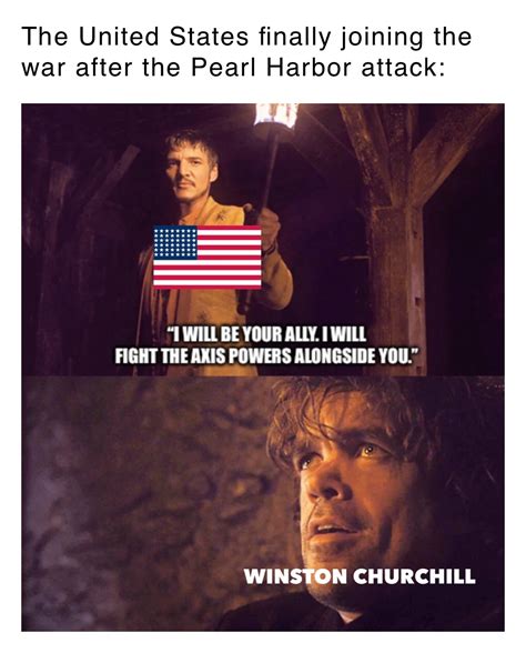 The United States finally joining the war after the Pearl Harbor attack ...