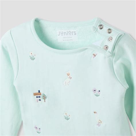 Buy Juniors Embroidered Long Sleeves T-shirt and Pyjama Set from ...