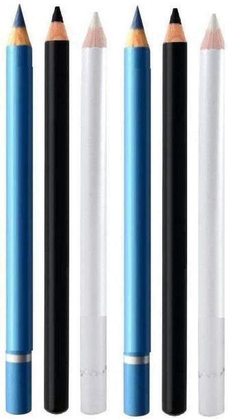 HGCM PACK OF 2 white kajal 2 BLUE KAJAL 2 BLACK pecil combo pack|white ...