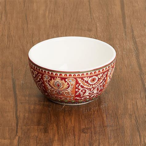 Buy Maris Helina Red Ironstone Printed Microwave Safe Curry Bowl ...