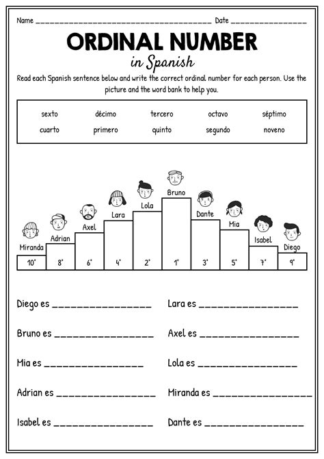 Spanish Ordinal Numbers Worksheet Pdf at Francisco Bush blog