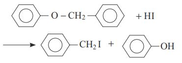 The ether when treated with HI produces