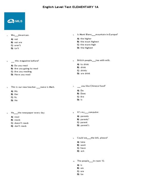Image result for English Test Level Free Printable