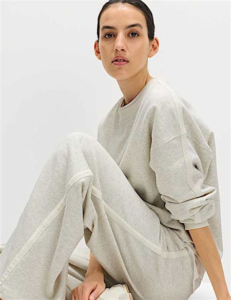 Buy Pure Cotton Slogan Side Striped Sweatshirt at Marks & Spencer