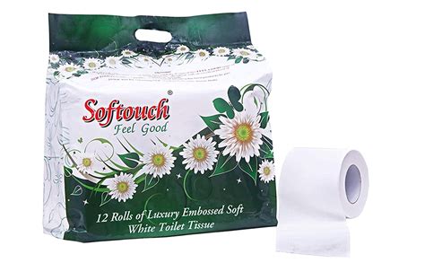 Softouch 2 Ply Toilet Paper Tissue Roll Pack of 12 (248 Pulls Per Roll ...