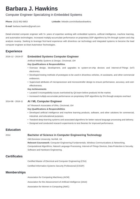 Computer Engineering Resume Examples (Template & Guide)