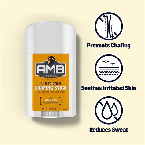 Anti Monkey Butt Anti Chafing Stick 1.7oz with Shea Butter & Almond Oil ...