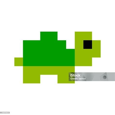Vector Illustration Of Cartoon Turtle Pixel Art 8 Bit Simple Icon Pixel ...
