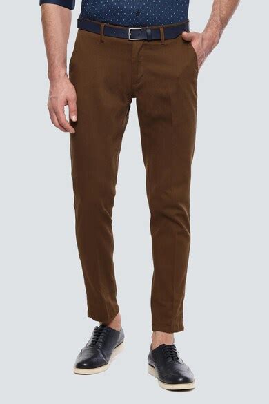 Buy Men Brown Slim Fit Textured Flat Front Leisure Sport Trousers ...