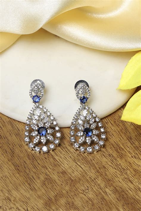 Navy Brass Drop & Danglers at Biba India