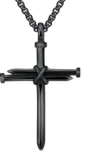 Utkarsh Black Prayer Rope & Nail Blessing Christian Jesus Cross Pendant ...