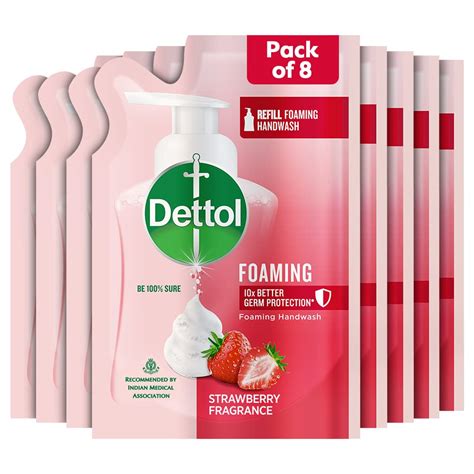 Dettol Strawberry Foaming Handwash Refill, 200ml, Pack of 8 | Rich Foam ...