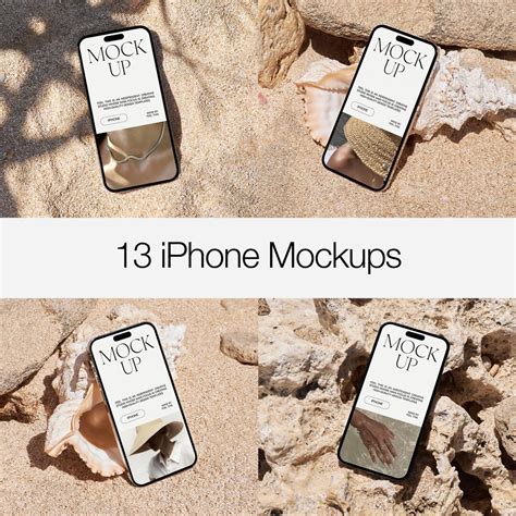 13 iPhone Mockup Bundle Summer Beach, Phone Mockups on Sand for ...