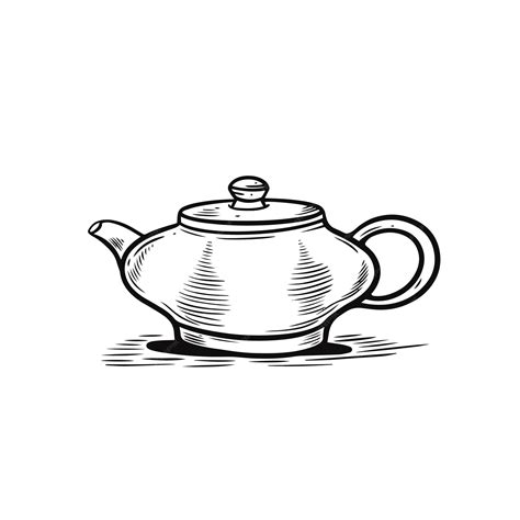 Premium Vector | Japanese tea pot black color outline engraving style ...