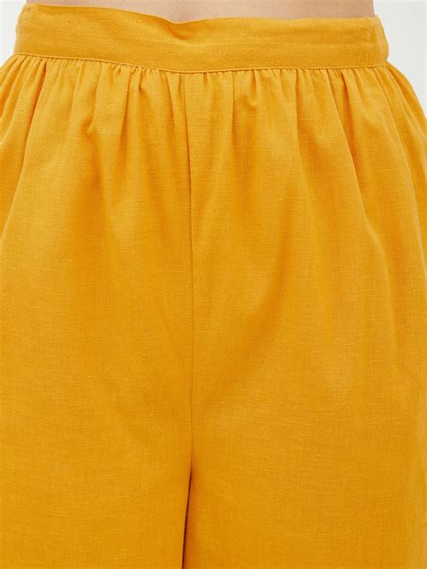Women's Cotton Linen Yellow Crop Top and Palazzo set – Stylestone