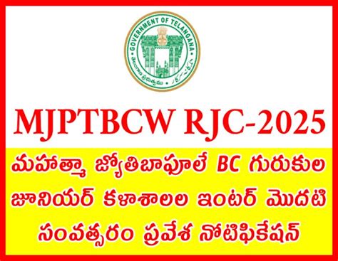 MJPTBCW RJC-2025 INTER ADMISSIONS