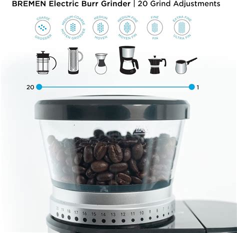 Buy GROSCHE Bremen Compact Electric Burr Coffee Grinder 20 coffee grind ...
