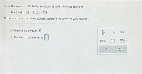 Solved Solve the equation. Write the solution set with the | Chegg.com