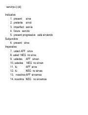 Spanish Verb Servir Conjugation Chart: Present, Preterite, | Course Hero