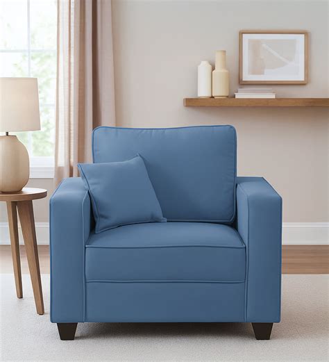 Aristocrat Velvet 1 Seater Sofa in Baltic Blue Colour — TREVI FURNITURE