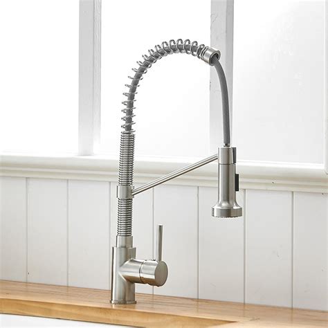 B Backline Brass Kitchen Sink Mixer Tap/Faucet Pull-Out, Dual Flow Spr