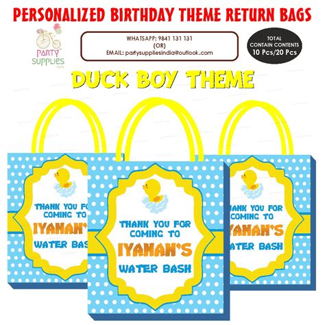 Duck Theme Boy Return Gift Bag | Birthday party decoration – Party ...