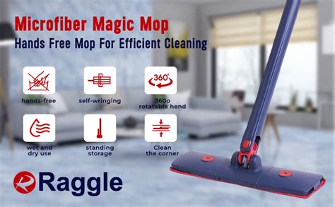 Raggle Flat Microfiber Magic Mop for Floor Cleaning,Home Hands Free ...