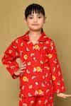 Buy Red Cotton Fruits And Floral Print Night Suit For Girls by Samyukta ...