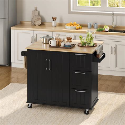 Yaheetech Kitchen Island Cart With Drop Leaf Countertop Rolling Kitchen ...