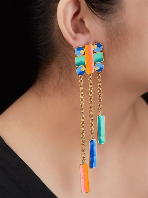 Buy Multicolor Brass Earrings online at Theloom
