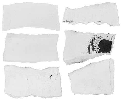 Set of gray torn paper collage elements isolated on empty background ...