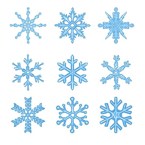 Premium Vector | Vector set of blue cartoon snowflakes