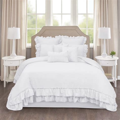 HIG 8 Piece Rustic Ruffle Comforter Set with 2 Layer of Handmade ...