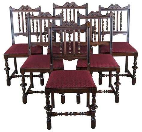 6 Antique Grand Rapids Chair Co. William & Mary Walnut Dining Chairs ...