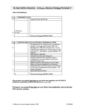 Fha Streamline Worksheet Form - Fill and Sign Printable Template Online
