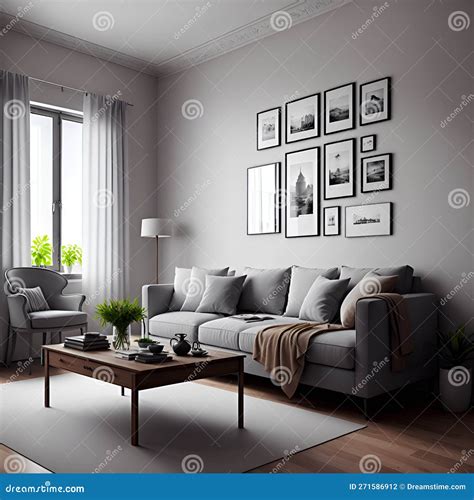 Living Room Interior. Stylish Room Interior Design Stock Illustration ...