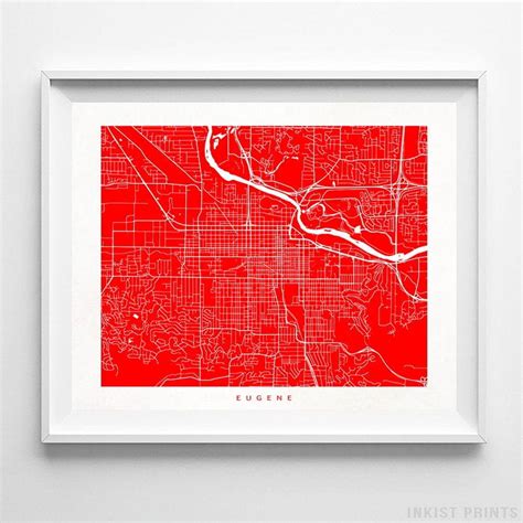 POSTER Eugene Map, Oregon Print, Eugene Poster, Oregon Art, Map Art ...