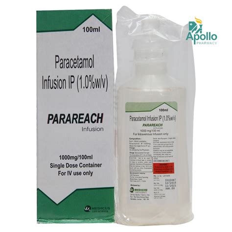Parareach Iv Vial 1000mg/100ml Price, Uses, Side Effects, Composition ...