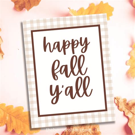 Free Printable Happy Fall Y'all Sign: Instant Download - The Benson Street