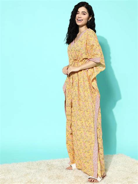 Buy Yellow Printed Cotton Nightdress Online at Rs.953 | Libas