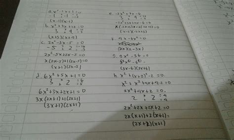 Selesaikan Persamaan Kuadrat Dengan Faktorisasi 2X2+7X+5=0
