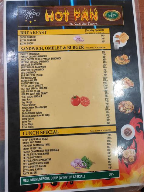 Menu at Hot Pan, Hisar