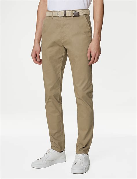 Buy Slim Fit Belted Stretch Chinos at Marks & Spencer