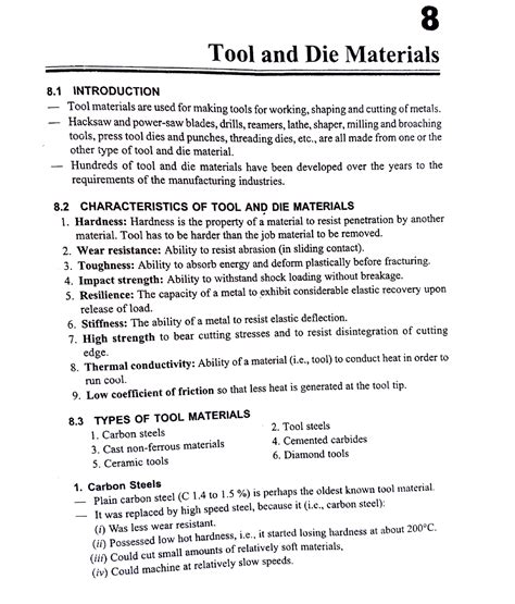 Tool and die material - 8 Tool and Die Materials 8 INTRODUCTION Tool ...